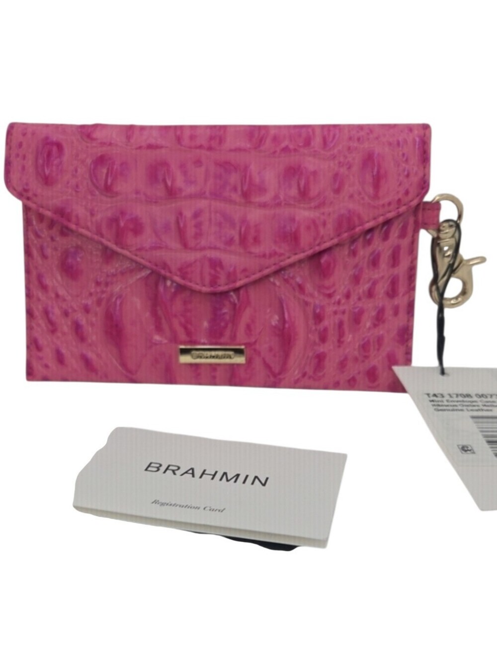 💕▪️Brahmin▪️ Mini Envelope Case Hibiscus Ombre Melbourne Genuine Pink Leather